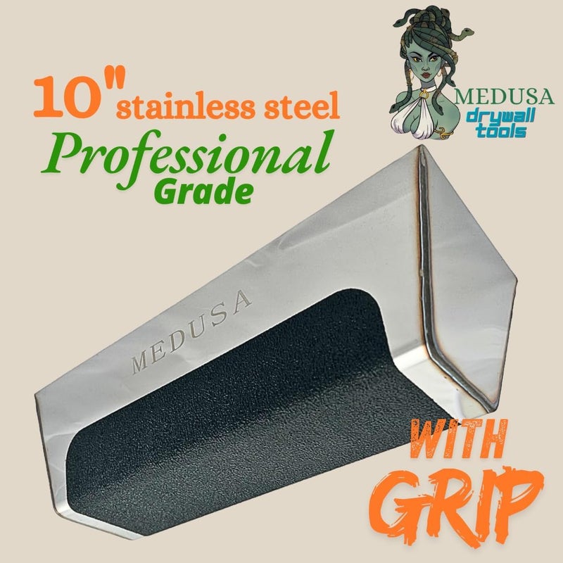 MEDUSA , 10" Professional Grade Heli-Arc Welded Stainless Steal Drywall Taping Mud Pan with Non Slip Grip, Easy Clean, Perfect for All Knives 10" And Under, Durable, and Built to Last - Image 3